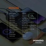 30000mAh Lara Power Bank Built-in Cables Porodo Fast Charge - Black
