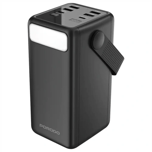50,000mAh Power Bank Porodo Lara with Integrated Cables & Flashlight - Black