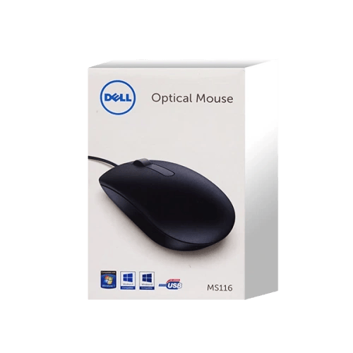 Dell MS116 Optical USB Mouse - 1000dpi / Optical / Wired / USB / Black - Mouse