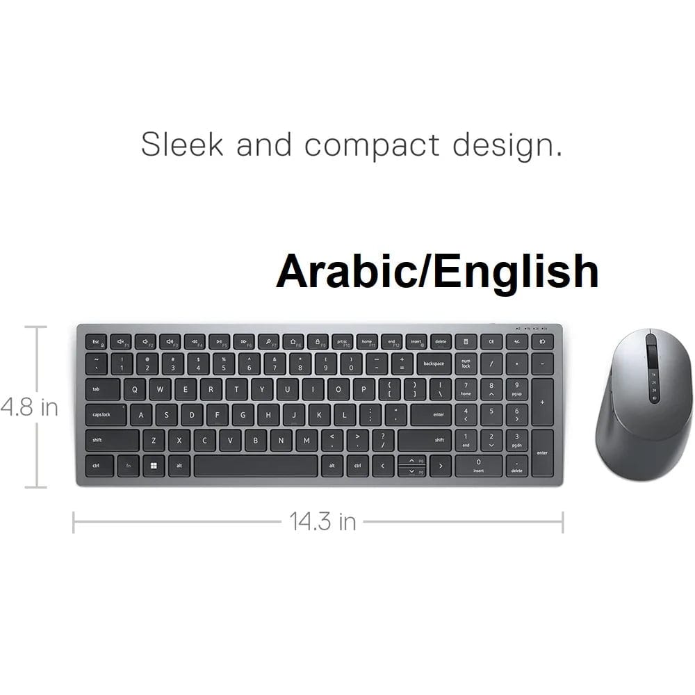 Dell Pro Plus KM7120W Compact Wireless Combo Keyboard and Mouse – Arabic/English (3 Devices)