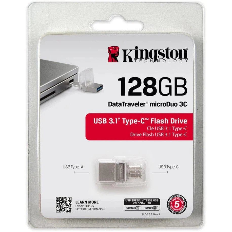 Kingston Data Traveler Duo3C Usb 3.0/3.1 + Type-C Flash Drive Dtduo3C/128Gb